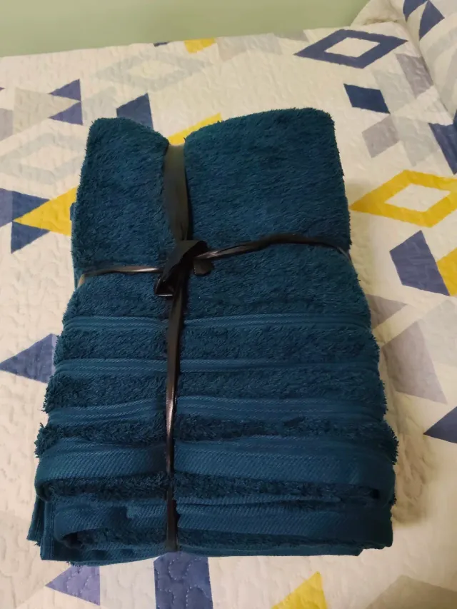 Juego de toallas de algodón color verde azulado