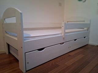 Lettino per bambini in legno bianco 170x60 cm
