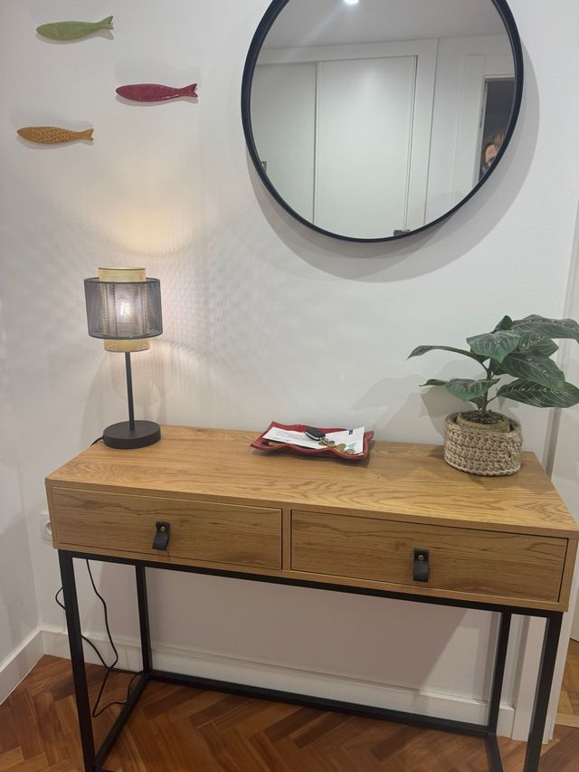 Mueble auxiliar entrada madera y metal