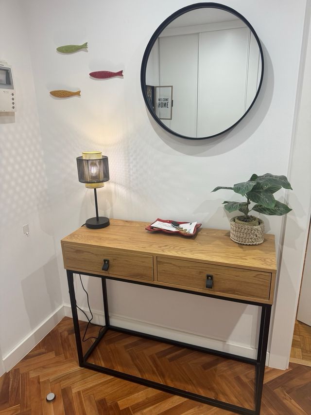 Mueble auxiliar entrada madera y metal