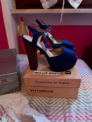 Sandali eleganti blu con plateau