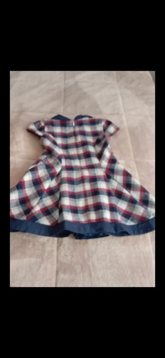 Abito per bambina a quadri blu, rosso e bianco