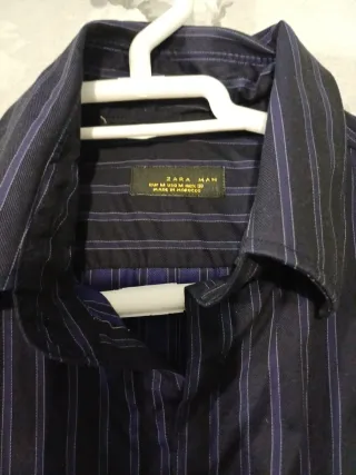 Camisa Zara Man Rayas Azul Talla M