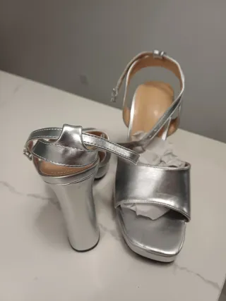 Sandalias nuevas fiesta tacón plateadas