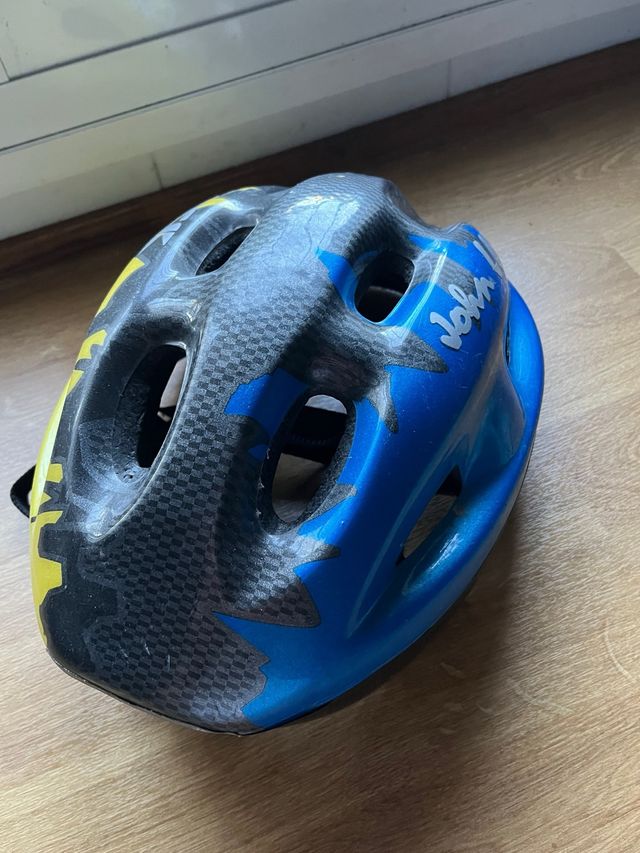 Casco Bicicleta Niño Azul y Amarillo
