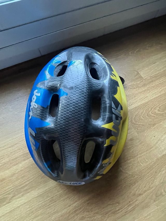 Casco Bicicleta Niño Azul y Amarillo
