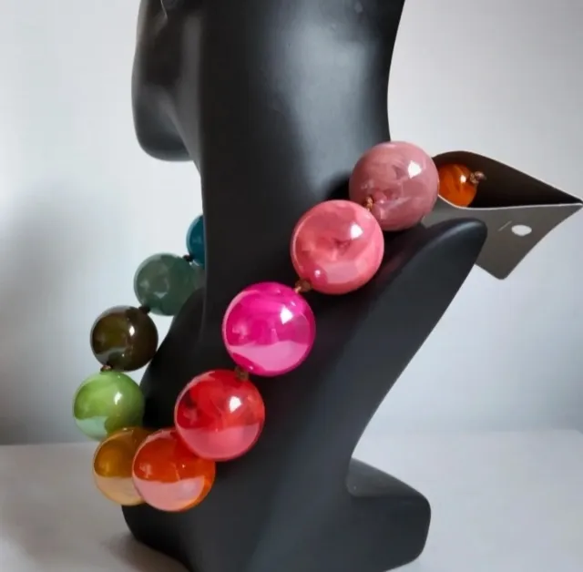 Collar Bolas Resina Multicolor 3cm