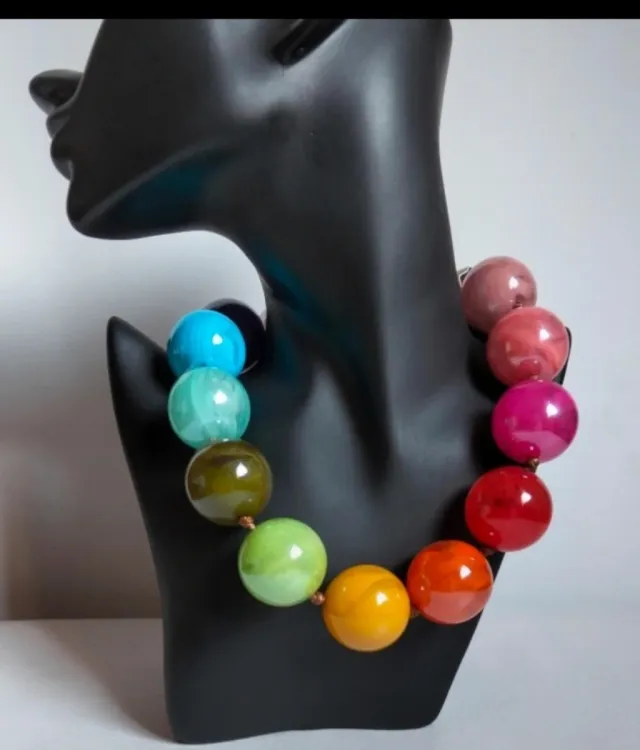 Collar Bolas Resina Multicolor 3cm