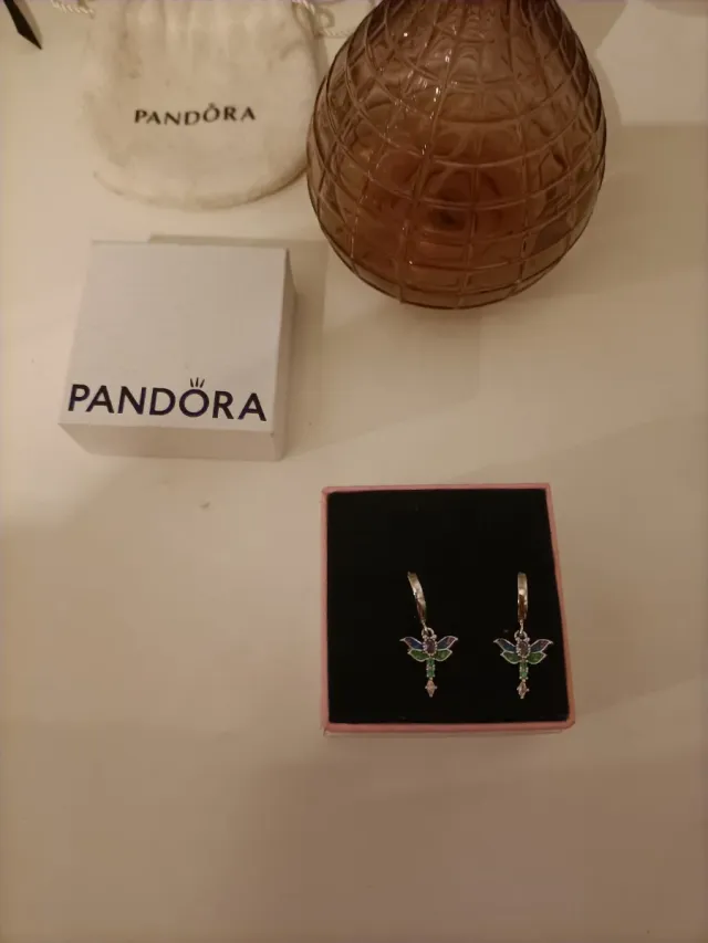 Pendientes Pandora Plata Libélula Nuevos