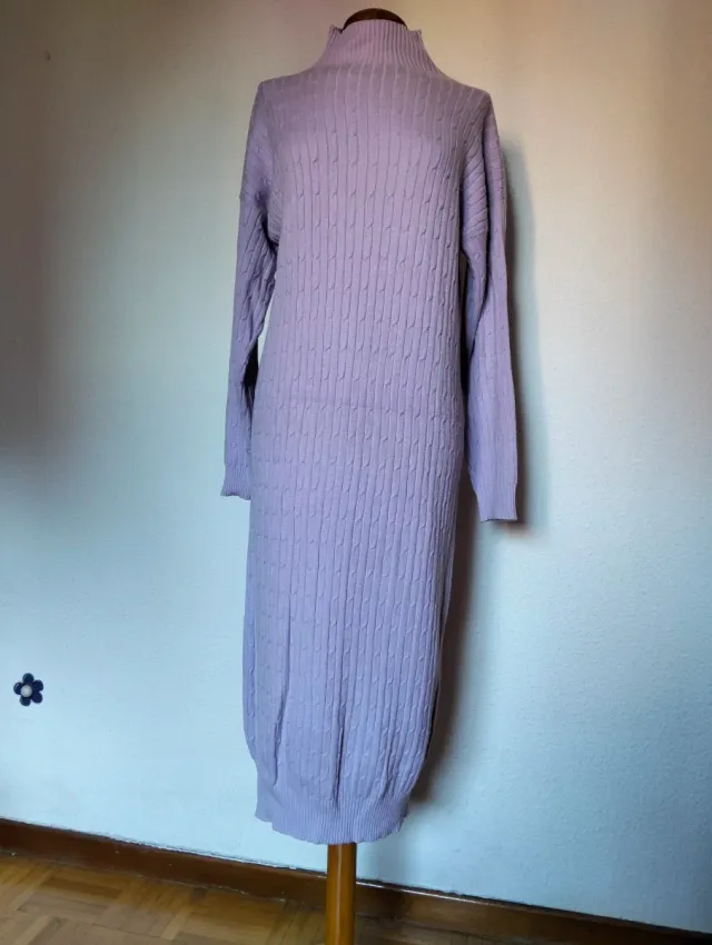 Vestido largo punto malva