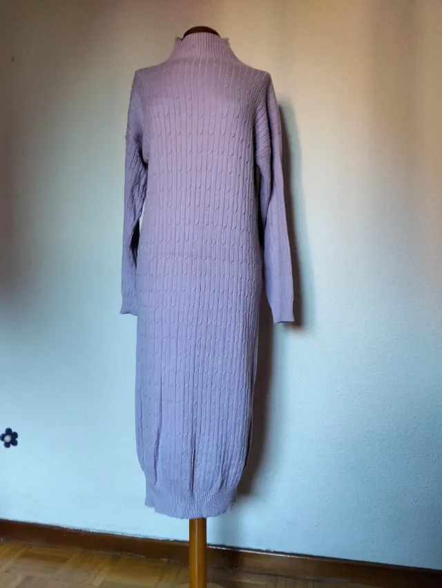 Vestido largo punto malva