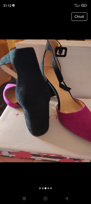 Scarpe tacco bicolore nero/fucsia