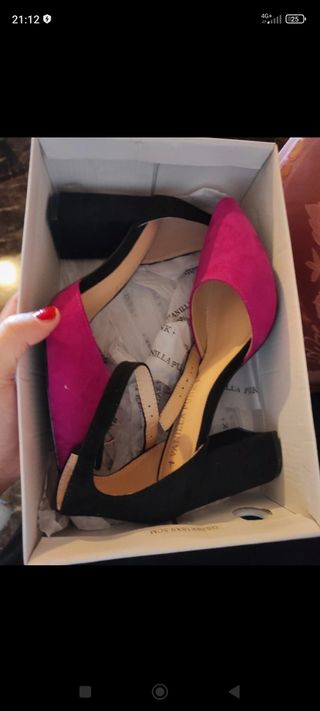 Scarpe tacco bicolore nero/fucsia