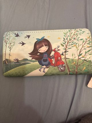 Billetera mujer diseño niña y moto