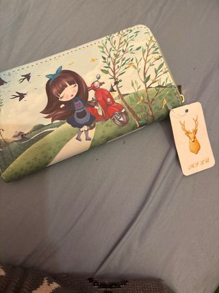 Billetera mujer diseño niña y moto