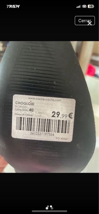 Zapato tacón piel melocotón negro