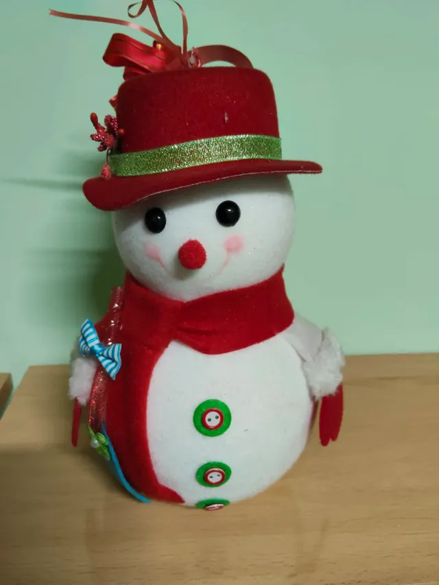 Muñeco de Nieve Navideño Tela y Plástico