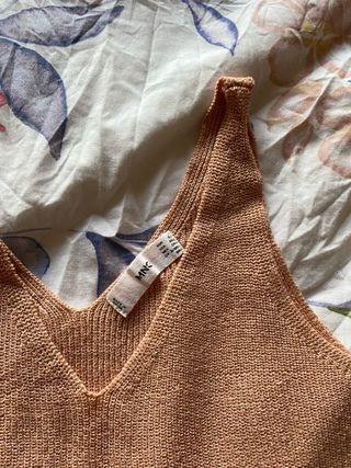 Top Mango Ganchillo Brillos Naranja S