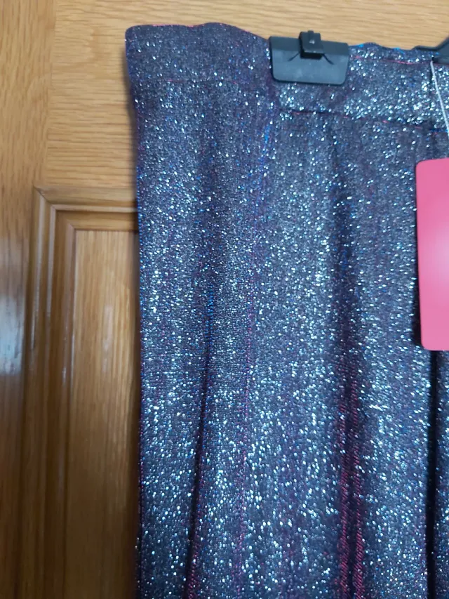 Pantalón fiesta plateado brillante