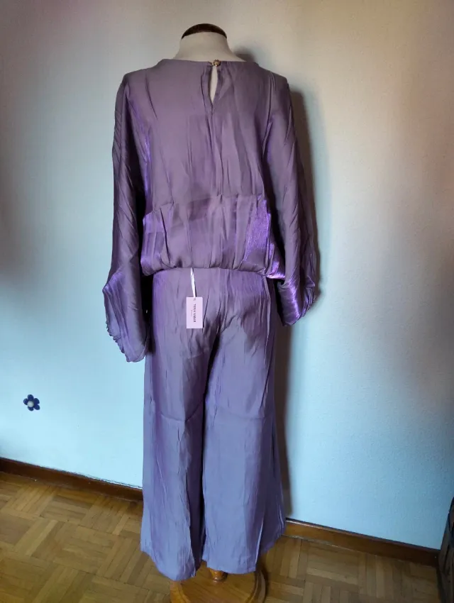 Conjunto pantalón malva satinado T.S