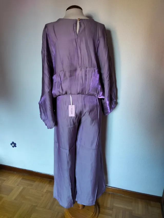 Conjunto pantalón malva satinado T.S