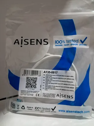 Cable Ethernet AISENS AWG26 CCA Cat.6 UTP 0.5m Bla