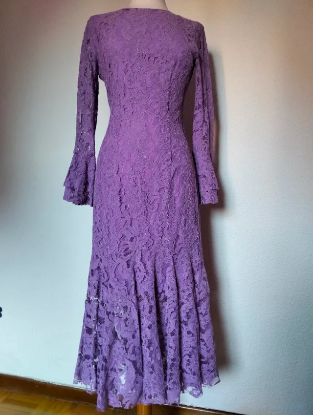 Vestido Ceremonia Encaje Teria Yabar Morado
