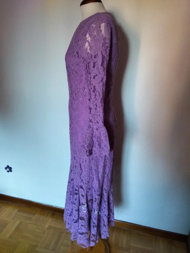 Vestido Ceremonia Encaje Teria Yabar Morado