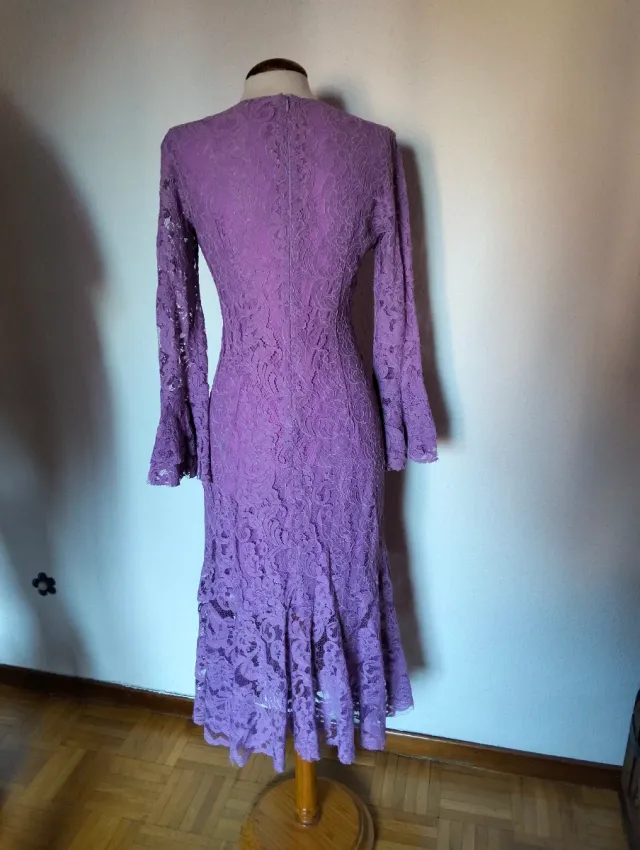 Vestido Ceremonia Encaje Teria Yabar Morado