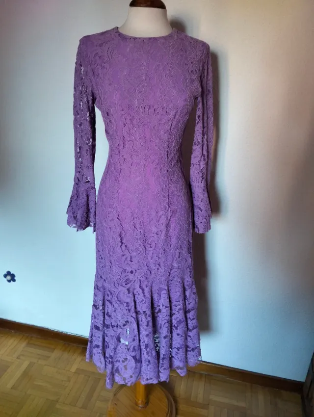 Vestido Ceremonia Encaje Teria Yabar Morado