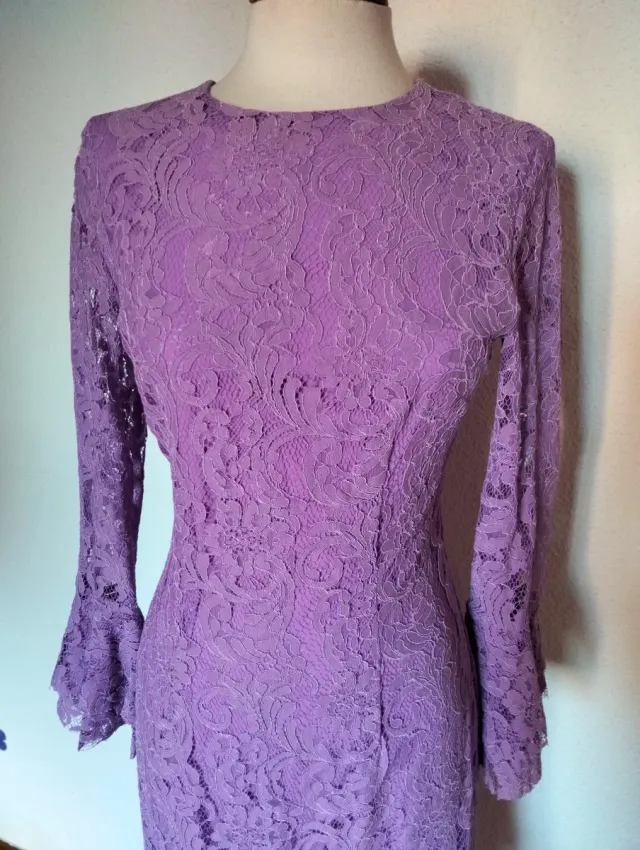 Vestido Ceremonia Encaje Teria Yabar Morado