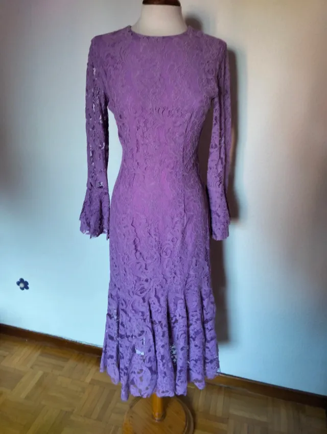 Vestido Ceremonia Encaje Teria Yabar Morado