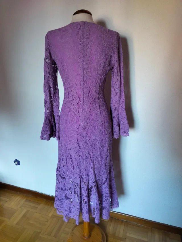 Vestido Ceremonia Encaje Teria Yabar Morado