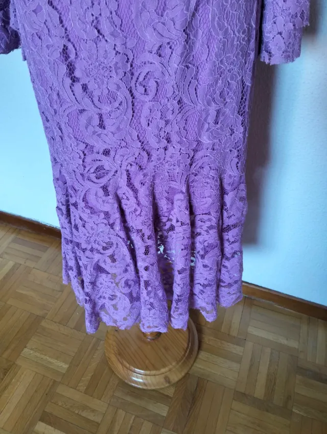 Vestido Ceremonia Encaje Teria Yabar Morado