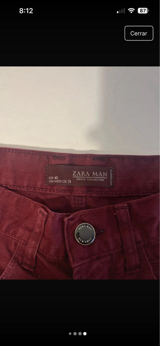 Pantalones Zara Hombre Granate