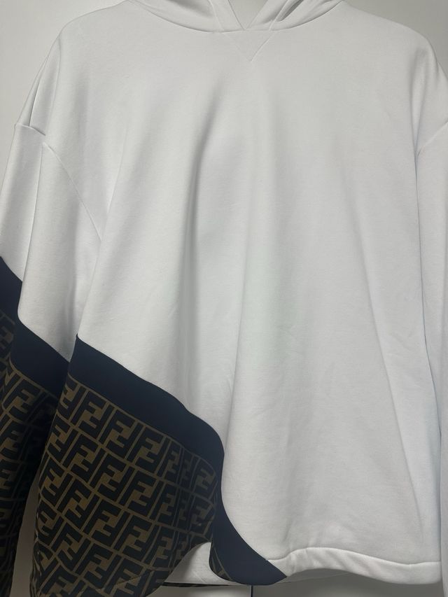Fendi White Diagonal FF Hoodie