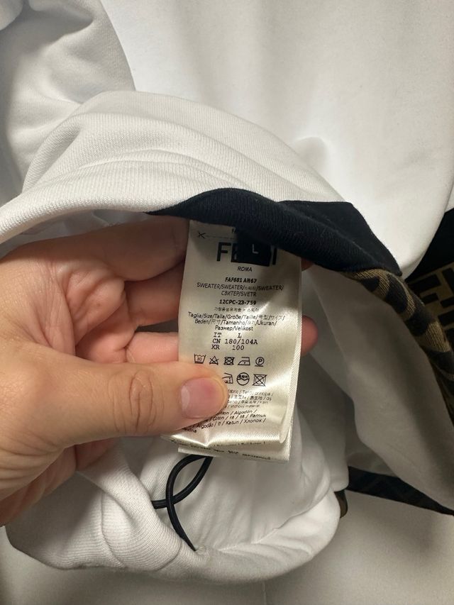 Fendi White Diagonal FF Hoodie