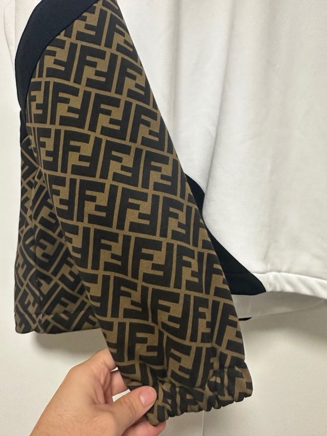 Fendi White Diagonal FF Hoodie