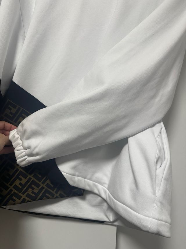 Fendi White Diagonal FF Hoodie