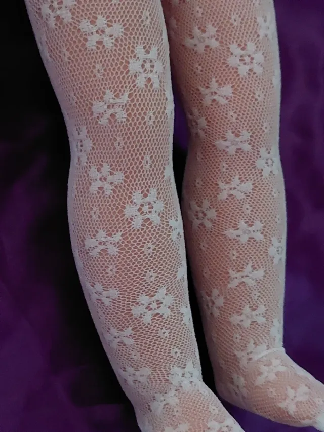 Medias Nancy Encaje Flores Blancas