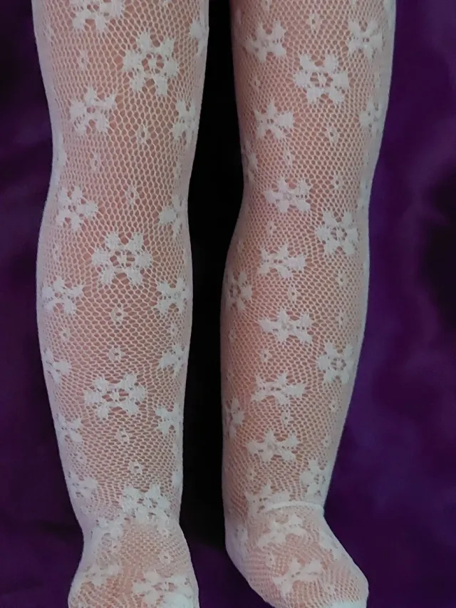 Medias Nancy Encaje Flores Blancas
