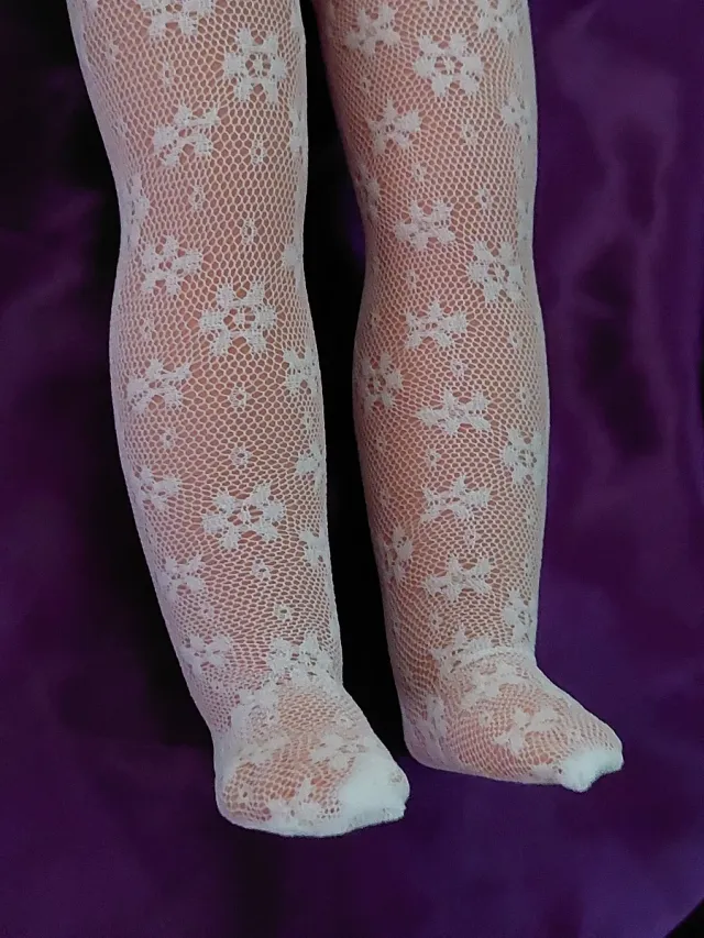 Medias Nancy Encaje Flores Blancas