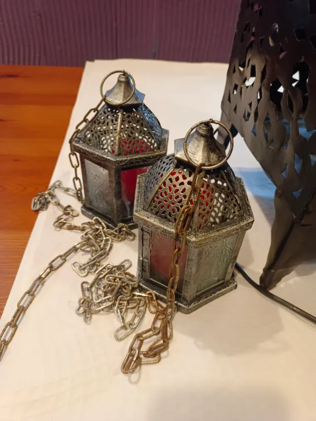 Farolillos portavelas metal y cristal