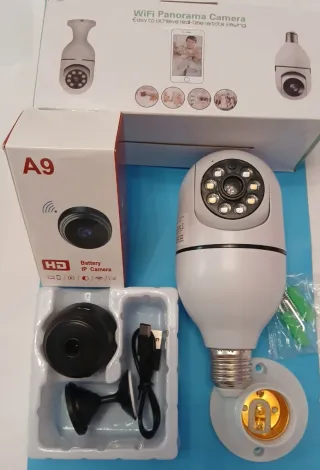 2 Cámaras IP WiFi A9: Bombilla y Portátil