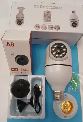 2 Cámaras IP WiFi A9: Bombilla y Portátil