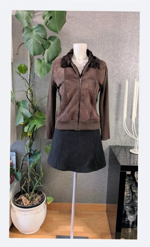 Cárdigan de ante marrón