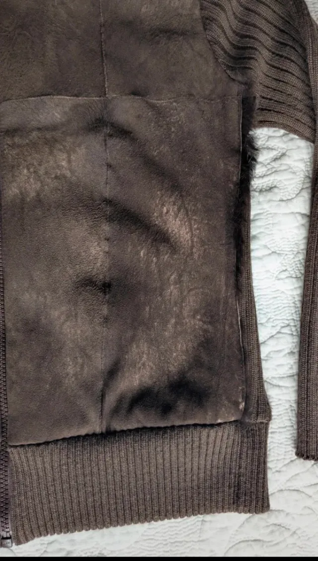 Cárdigan de ante marrón