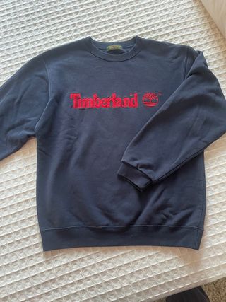 Sudadera Timberland Azul con Logo Rojo