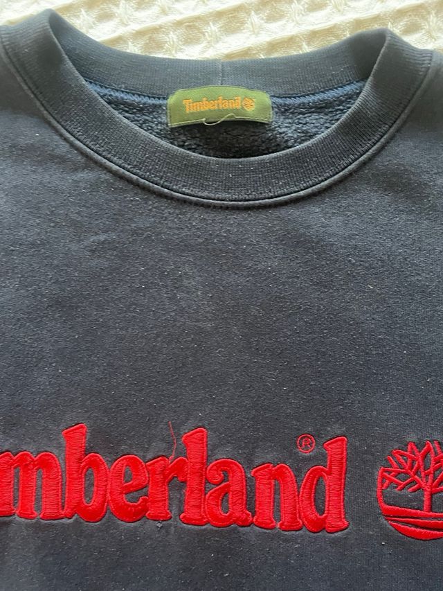 Sudadera Timberland Azul con Logo Rojo