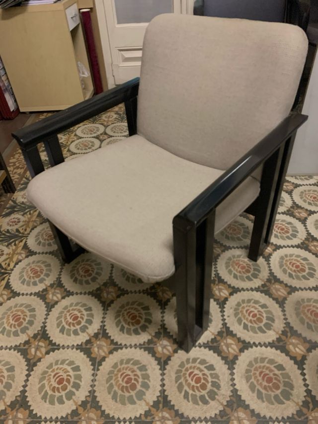 3 Butacas individual tejido beige y negro